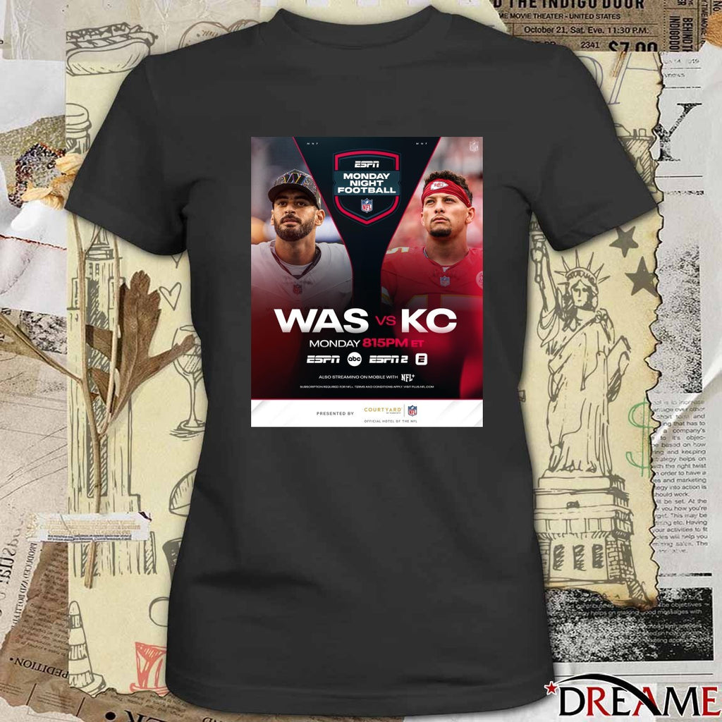Washington Commanders Vs Kansas City Chiefs ESPN Monday Night Football Week 8 2025 Poster t-shirt