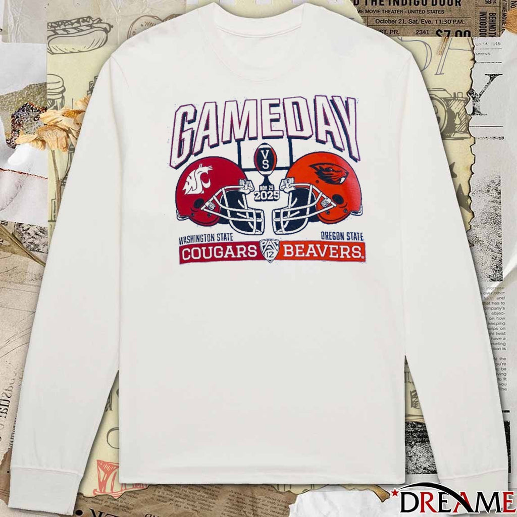 Washington State Cougars Vs Oregon State Beavers Pac 12 Gameday November 29, 2025 Helmet t-shirt