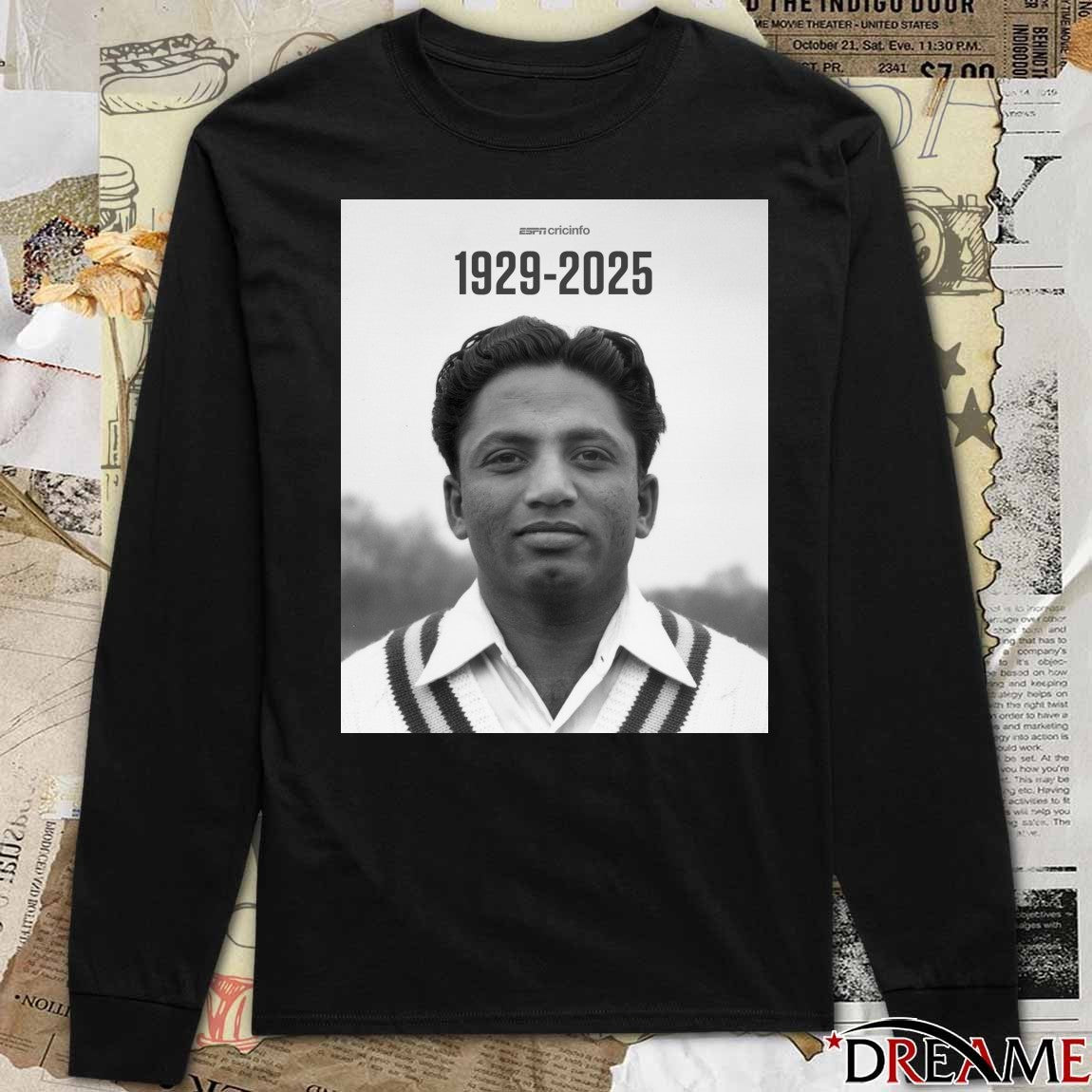 Wazir Mohammad Has Died At The Age Of 95 1929 – 2025 ESPNcricinfo Poster t-shirt