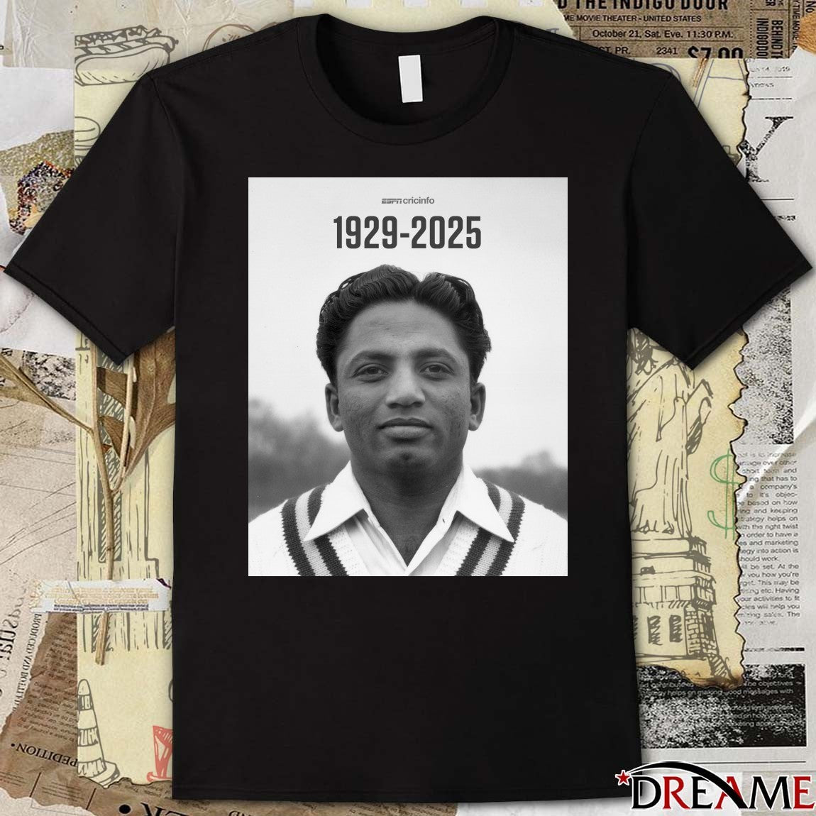 Wazir Mohammad Has Died At The Age Of 95 1929 – 2025 ESPNcricinfo Poster t-shirt