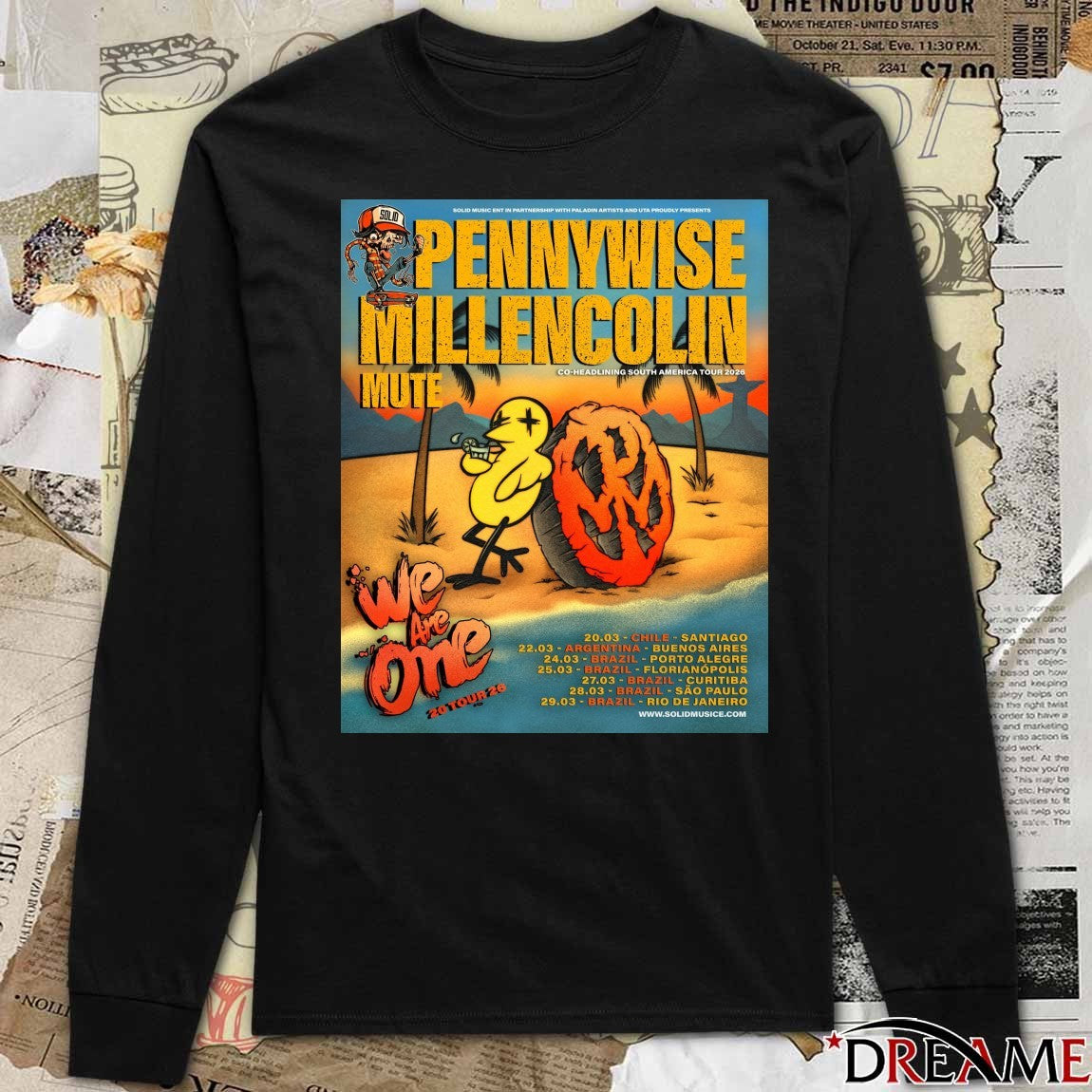 We Are One South America 2026 Pennywise and Millencolin March 20-29, 2026 Poster t-shirt