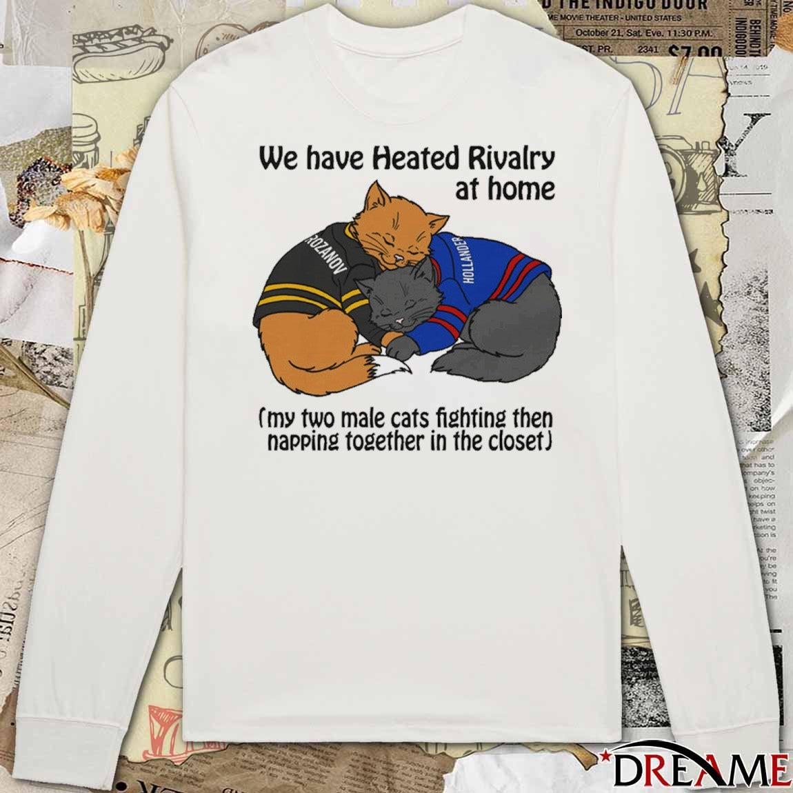 We Have Heated Rivalry At Home My Two Male Cats Fighting Then Napping Together In The Closet t-shirt