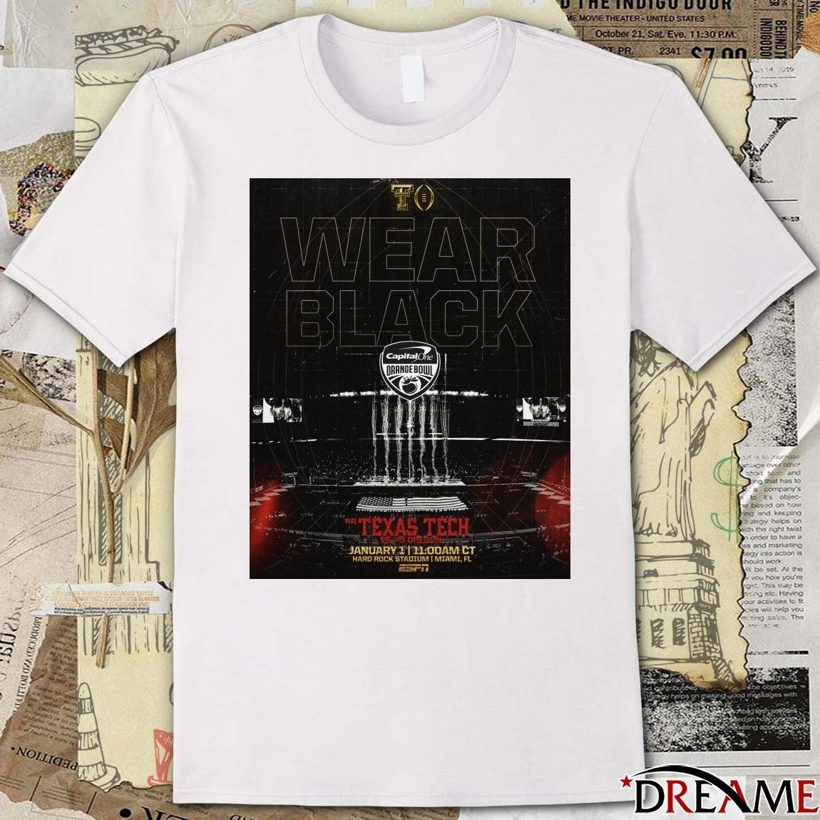 Wear Black Capital One Orange Bowl Texas Tech Vs Oregon Hard Rock Stadium Miami FL Poster t-shirt