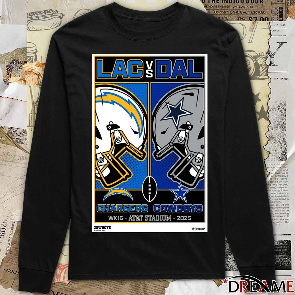 Week 16 Chargers Vs Cowboys at AT&T Stadium in December 21 2025 Helmet Poster t-shirt