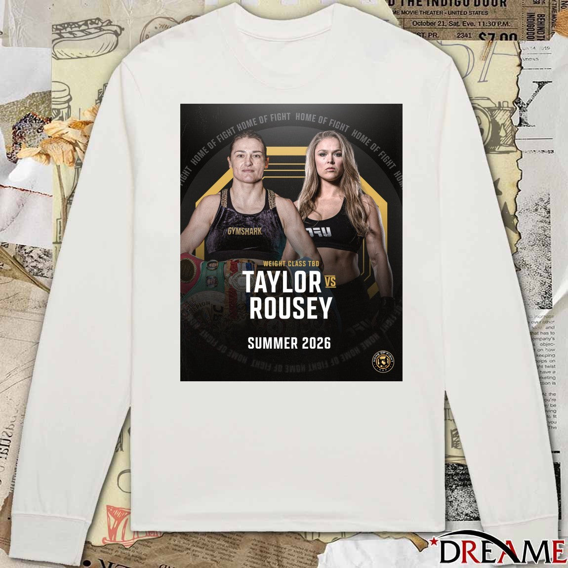 Weight Class TBD Katie Taylor vs. Ronda Rousey in summer 2026 in Las Vegas t-shirt
