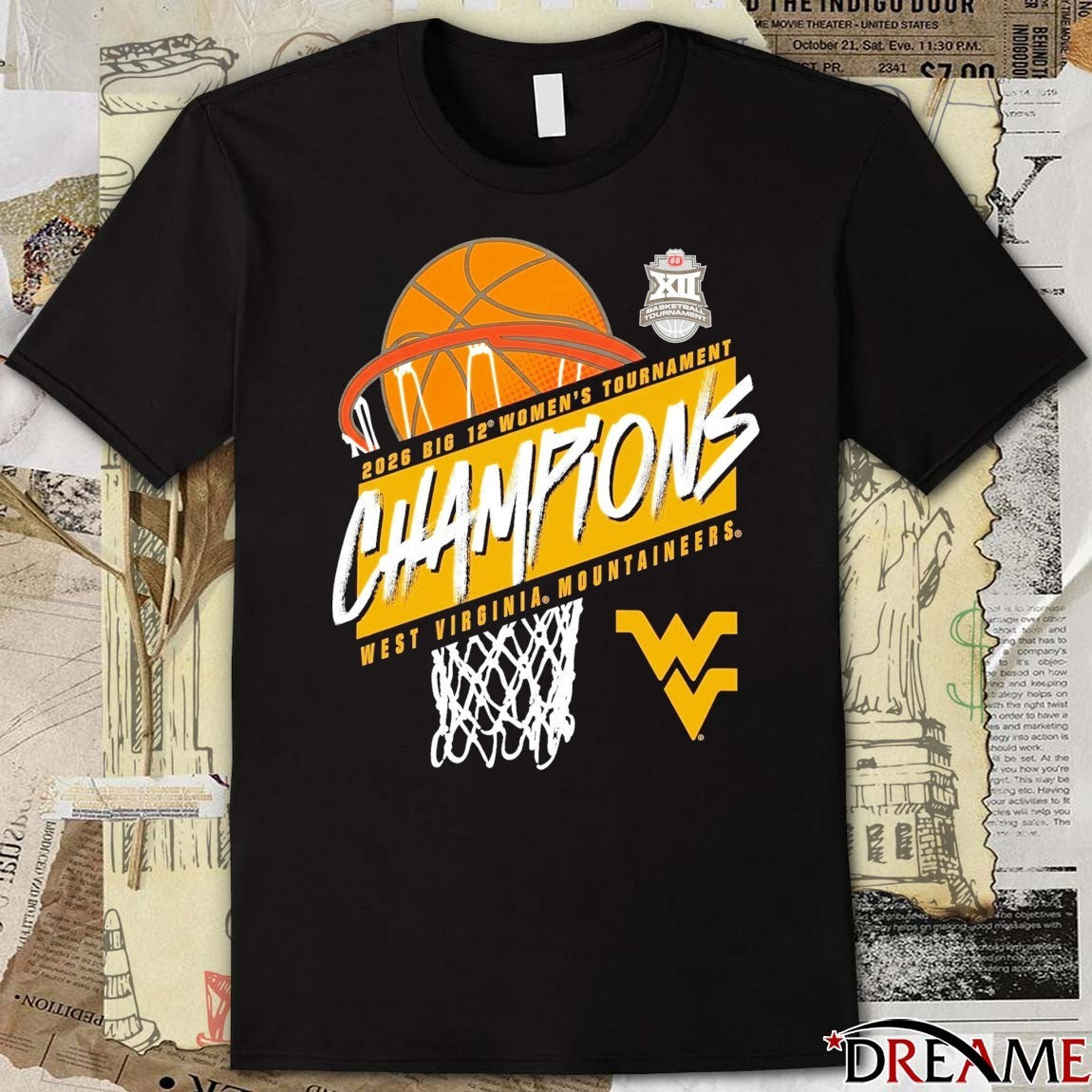 West Virginia Mountaineers 2026 Big 12 Women’s Basketball Tournament Champions t-shirt