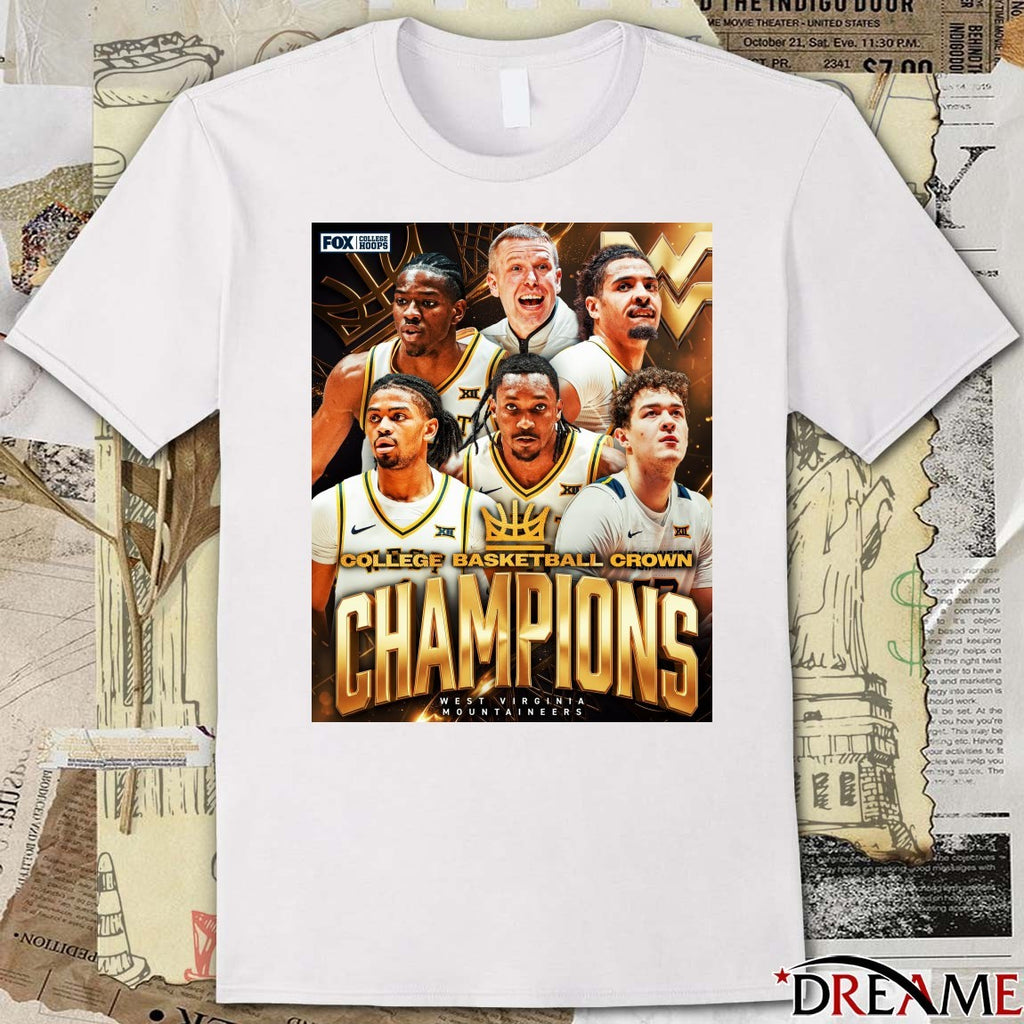 West Virginia Mountaineers College Basketball Crown Champions 2026 Poster t-shirt