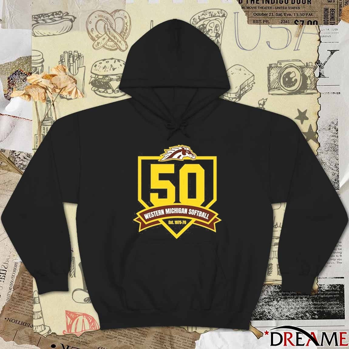 Western Michigan Broncos Softball 50th Anniversary Logo t-shirt