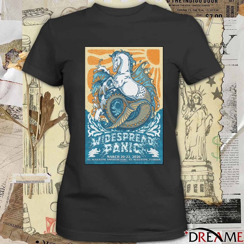 Widespread Panic at the St Augustine Amphitheatre in Saint Augustine, FL March 20-22, 2026 Poster t-shirt