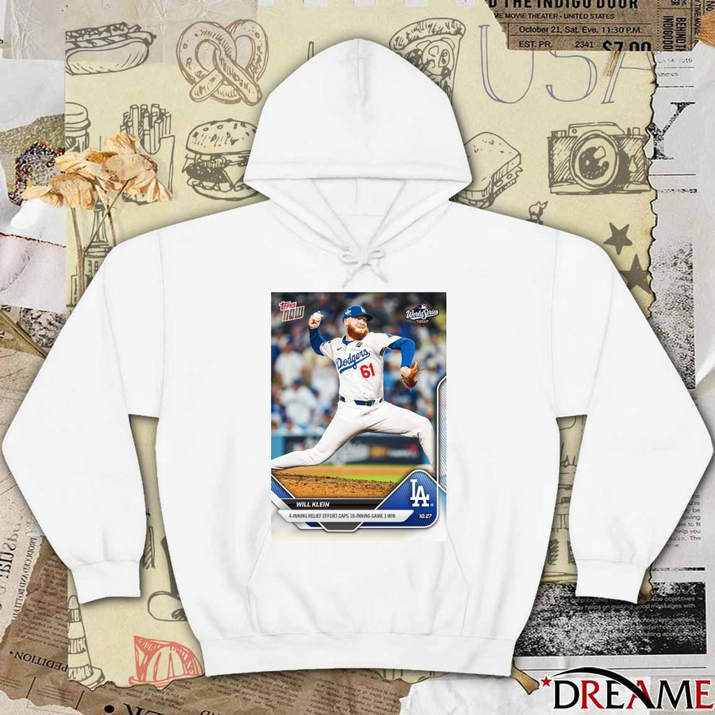 Will Klein 2025 MLB Topps Los Angeles Dodgers 4-Inning Relief Effort Caps 18-Inning Game 3 Win t-shirt