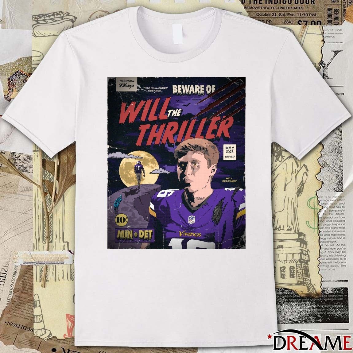 Will Reichard Minnesota Vikings Vs Detroit Lions Will The Thriller November 2 2025 Ford Field Poster tshirt