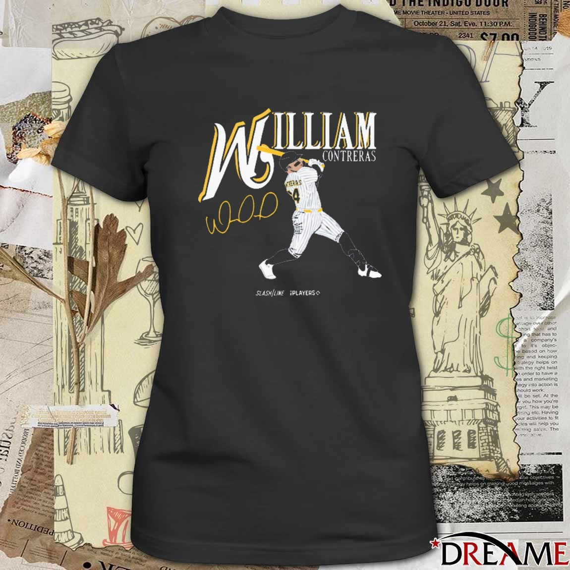 William Contreras Milwaukee Brewers MLB Slash Line Signature t-shirt