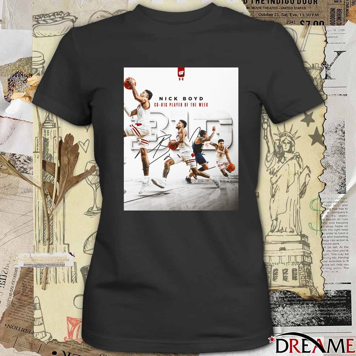 Wisconsin Basketball Nick Boyd CO-B1G Player of the Week Signature Poster t-shirt