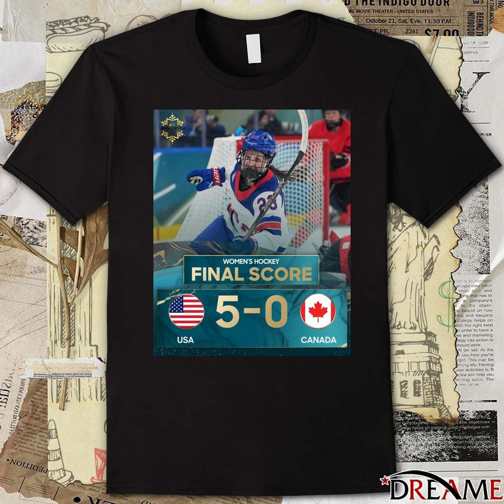 Women’s Hockey Final Score USA 5 – 0 Canada Milan Cortina 2026 Poster t-shirt