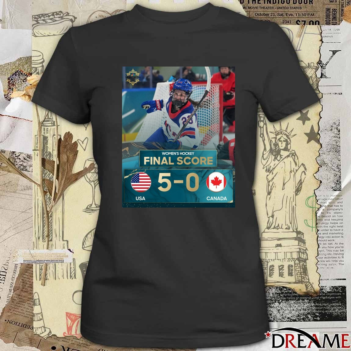 Women’s Hockey Final Score USA 5 – 0 Canada Milan Cortina 2026 Poster t-shirt
