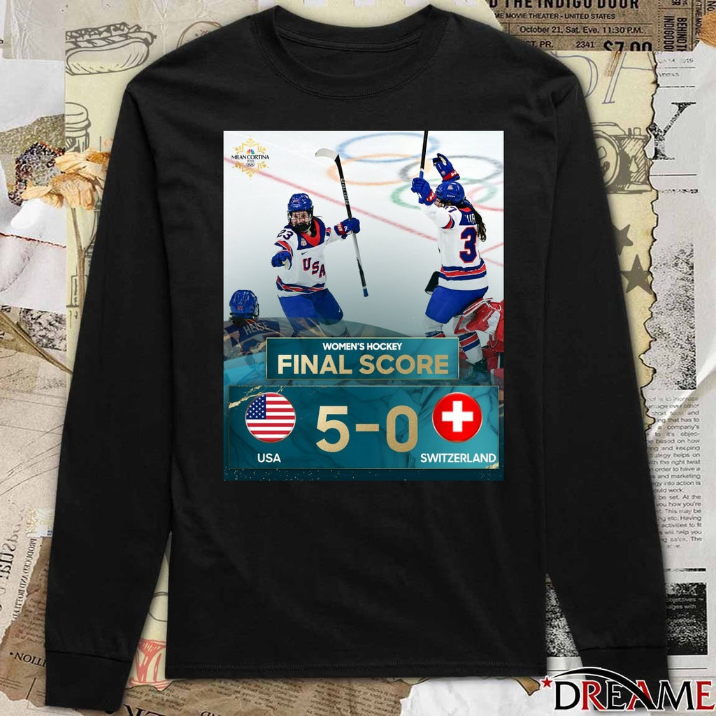 Women’s Hockey Final Score USA 5 – 0 Switzerland Winter Olympics Poster t-shirt