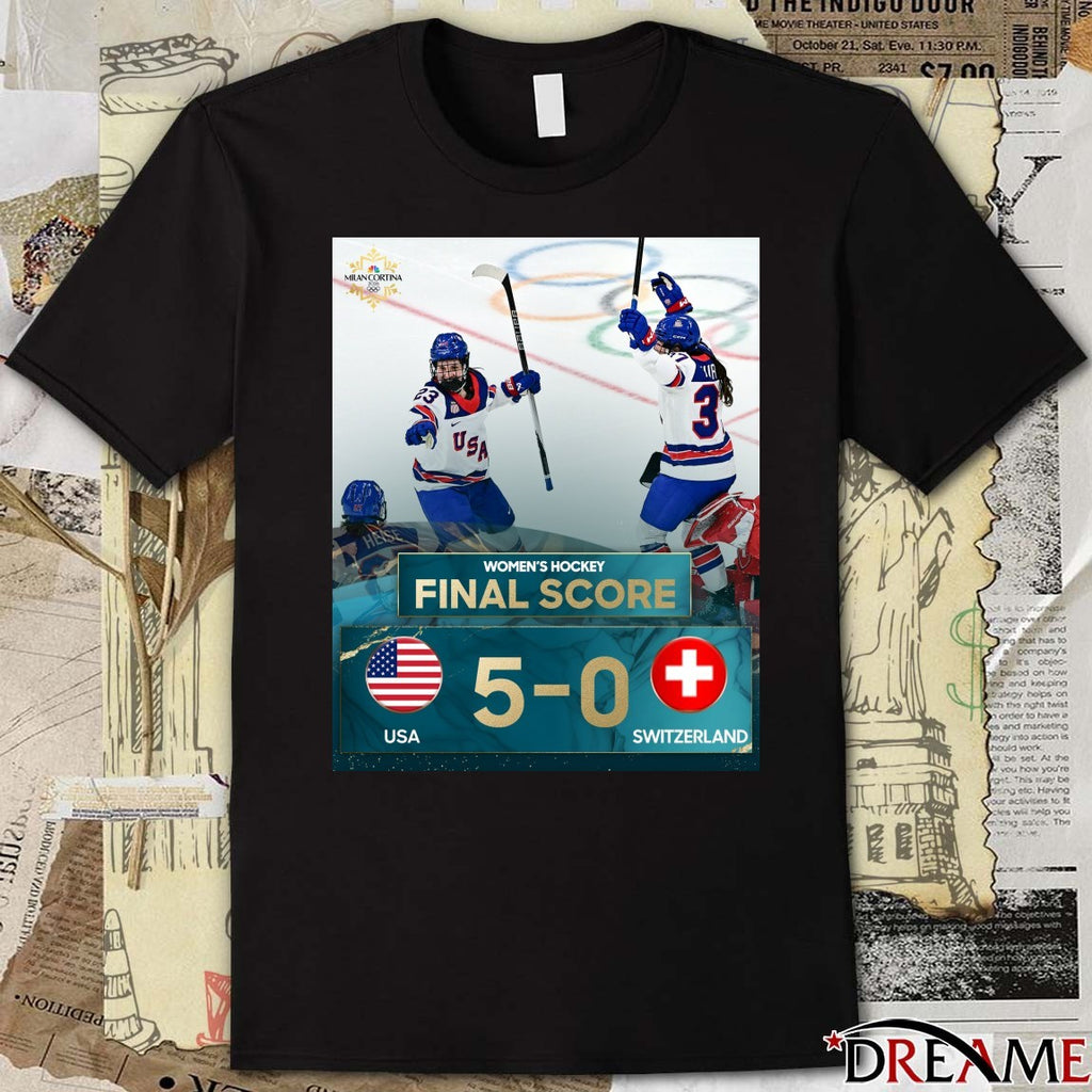 Women’s Hockey Final Score USA 5 – 0 Switzerland Winter Olympics Poster t-shirt