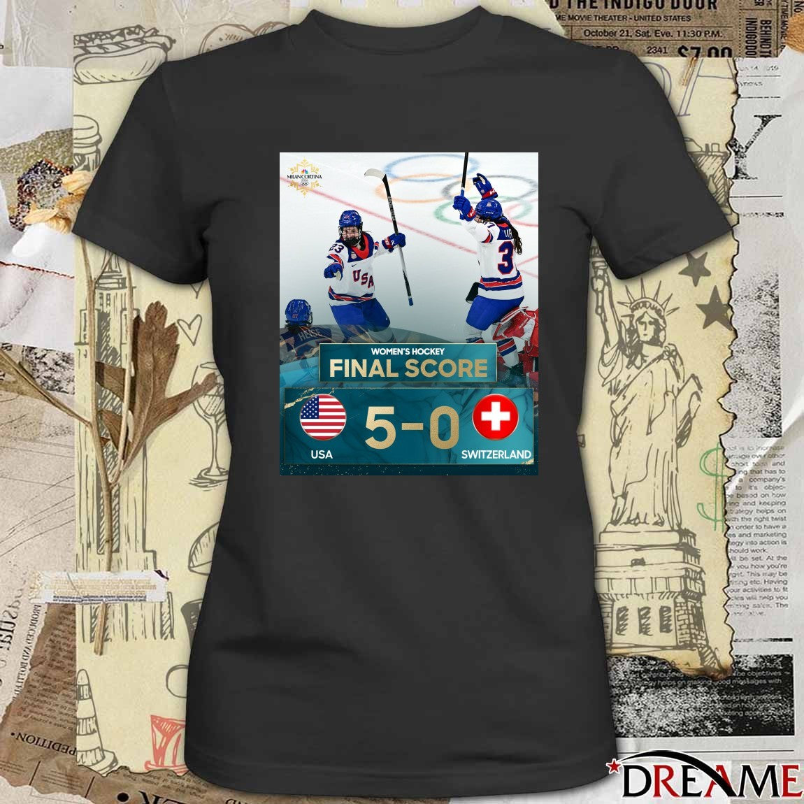 Women’s Hockey Final Score USA 5 – 0 Switzerland Winter Olympics Poster t-shirt