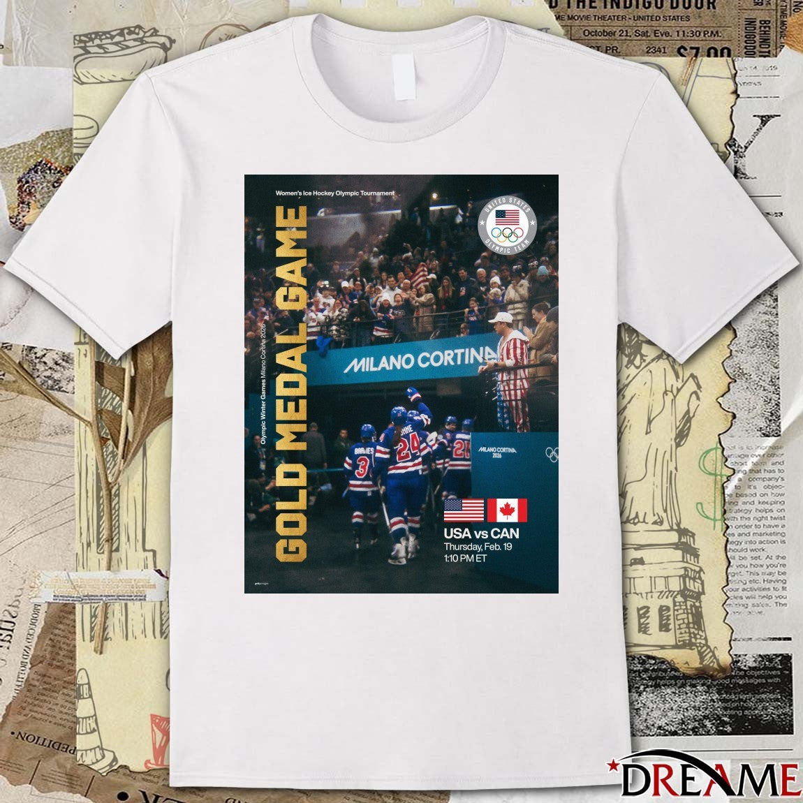 Women’s ICE Hockey Olympic Tournament Gold Medal Game USA vs CAN Feb 19 t-shirt