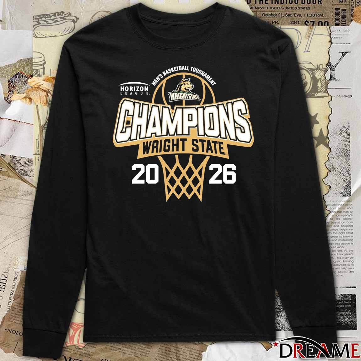 Wright State Raiders 2026 Horizon League Men’s Basketball Tournament Champions t-shirt