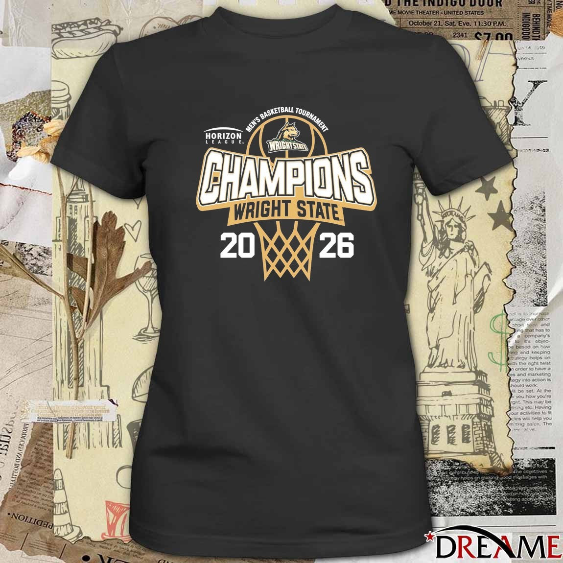 Wright State Raiders 2026 Horizon League Men’s Basketball Tournament Champions t-shirt