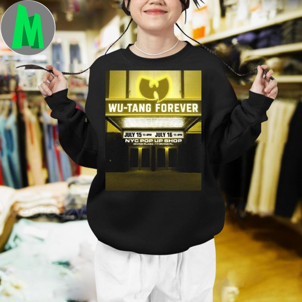 Wu Tang Clan Pop Up Shop Poster At Irving Plaza In New York On July 15 16 2025 Yellow Neon Marquee Shirt