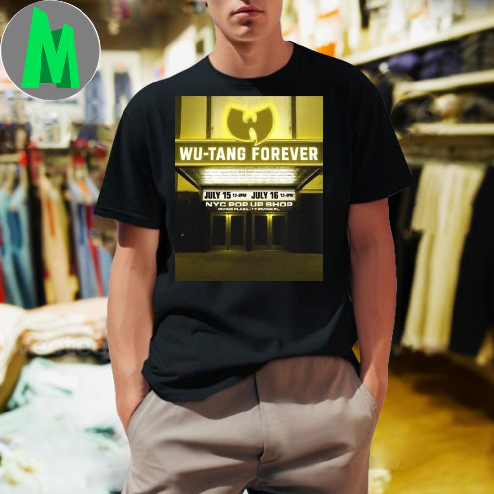 Wu Tang Clan Pop Up Shop Poster At Irving Plaza In New York On July 15 16 2025 Yellow Neon Marquee Shirt