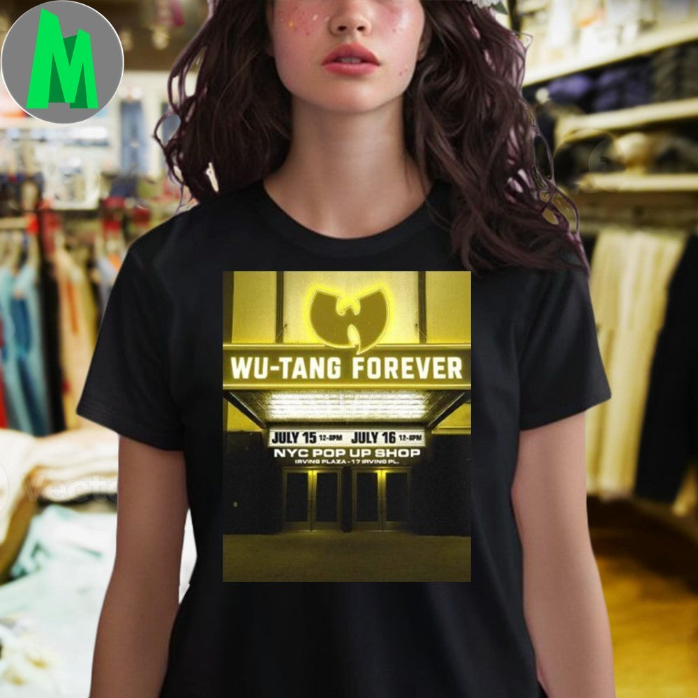 Wu Tang Clan Pop Up Shop Poster At Irving Plaza In New York On July 15 16 2025 Yellow Neon Marquee Shirt