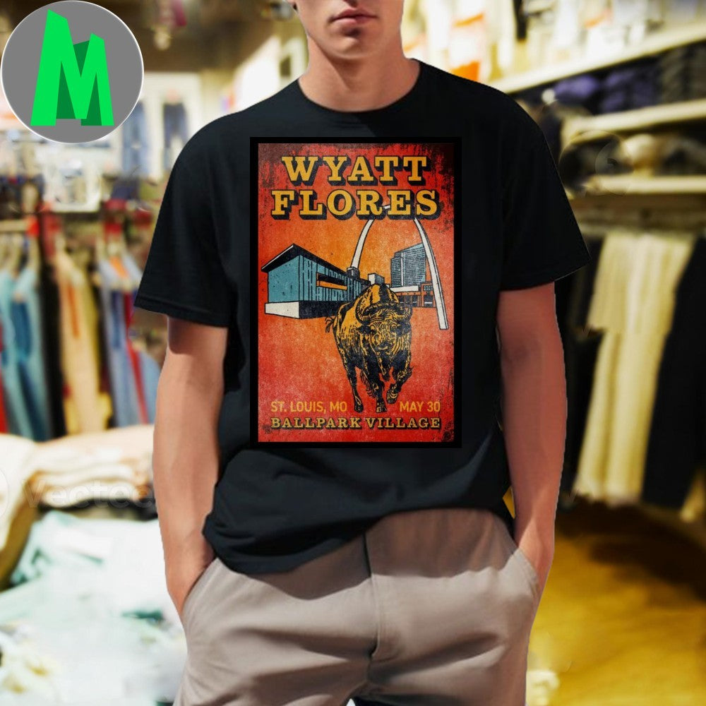 Wyatt Flores St. Louis 2025 Concert Poster T-Shirt Ballpark Village Country Music Fan Apparel