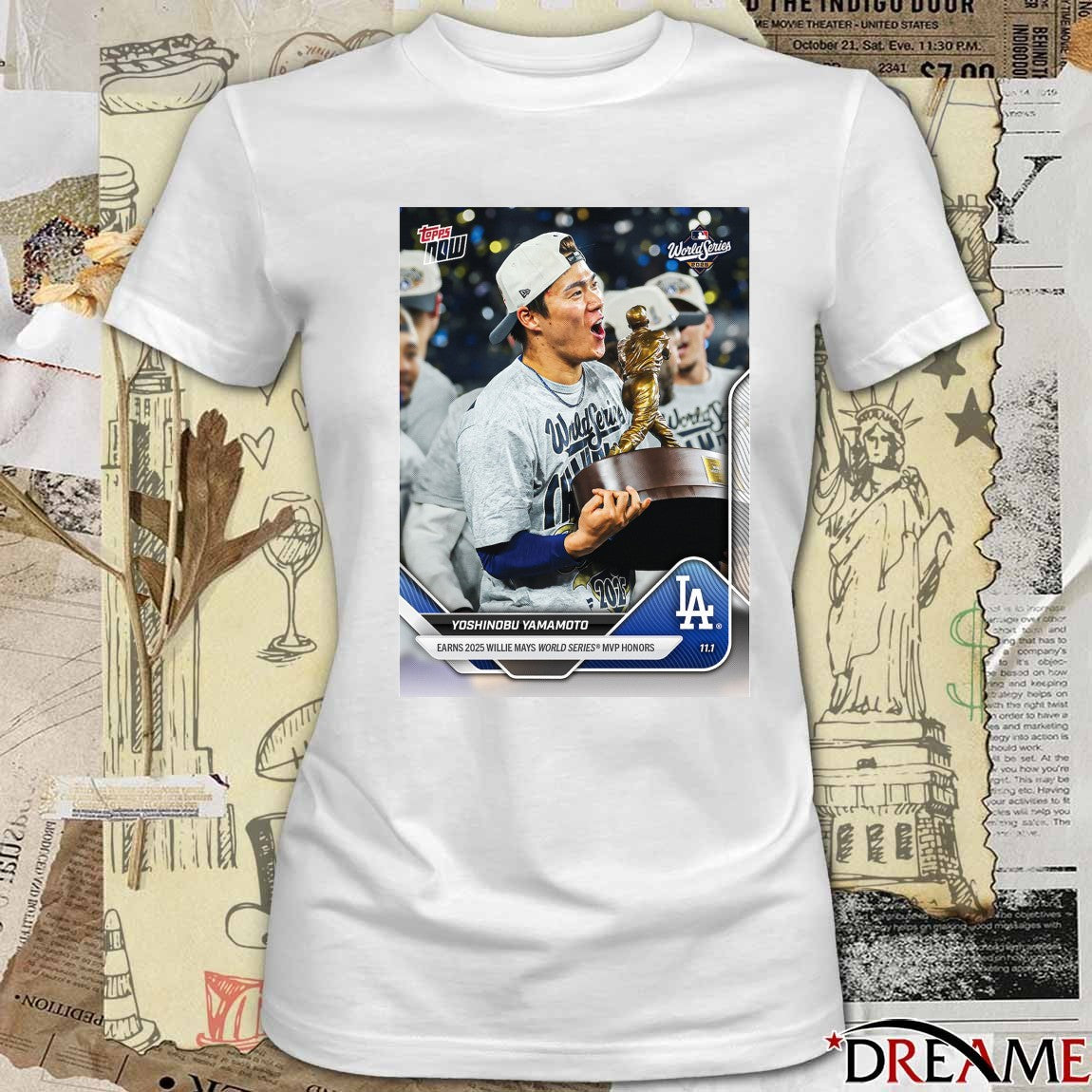 Yoshinobu Yamamoto 2025 MLB Topps Los Angeles Dodgers Earns 2025 Willie Mays World Series MVP Honors Card t-shirt