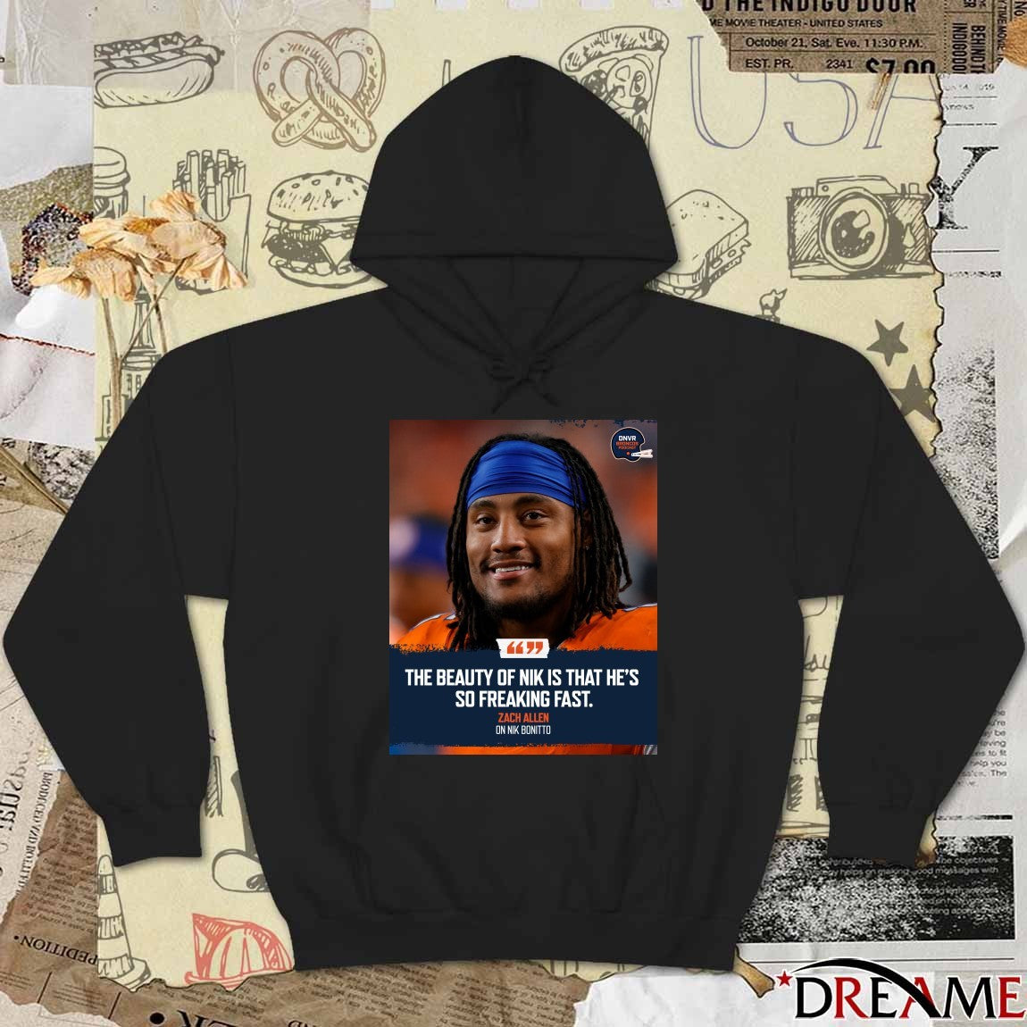 Zach Allen On Nik Bonitto The Beauty Of Nik Is That He’s So Freaking Fast Poster t-shirt