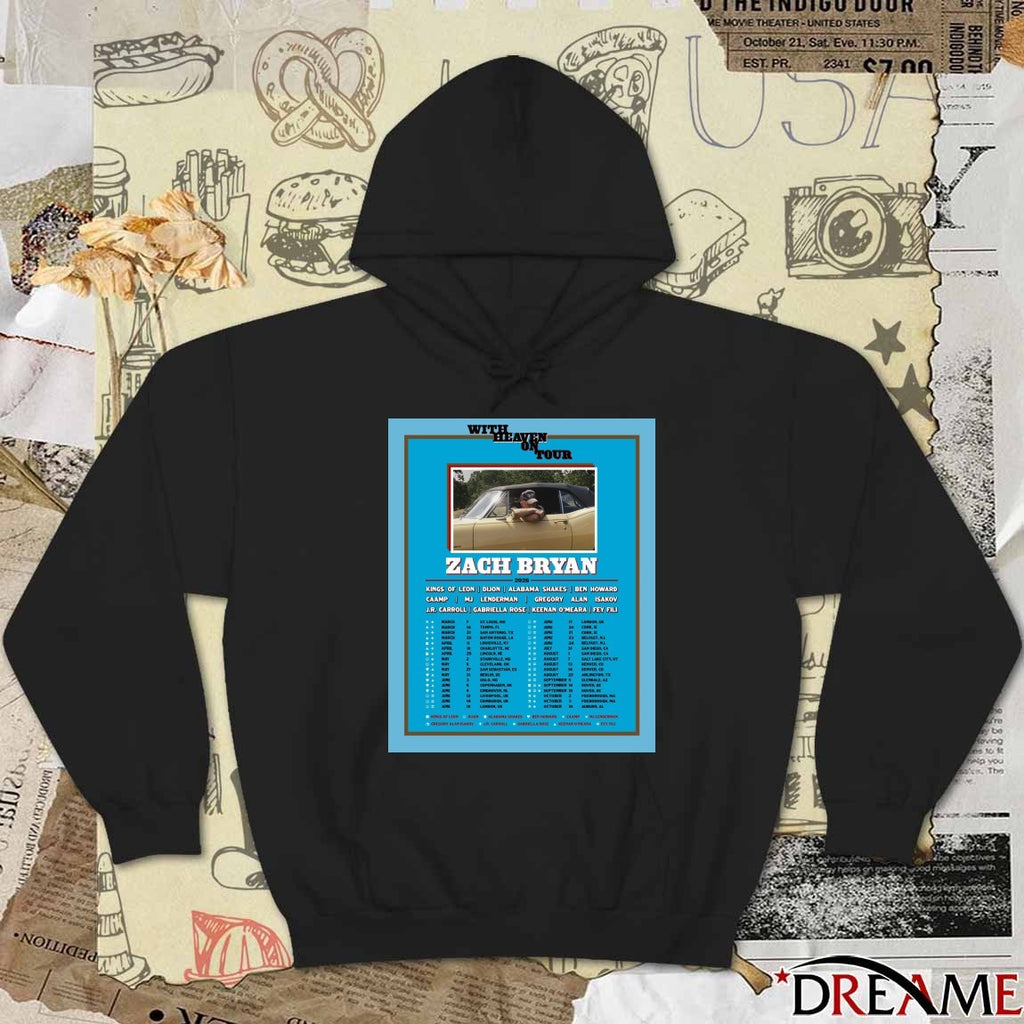Zach Bryan With Heaven On Tour 2026 Kings of Leon, Dijon, Alabama Shakes Poster t-shirt