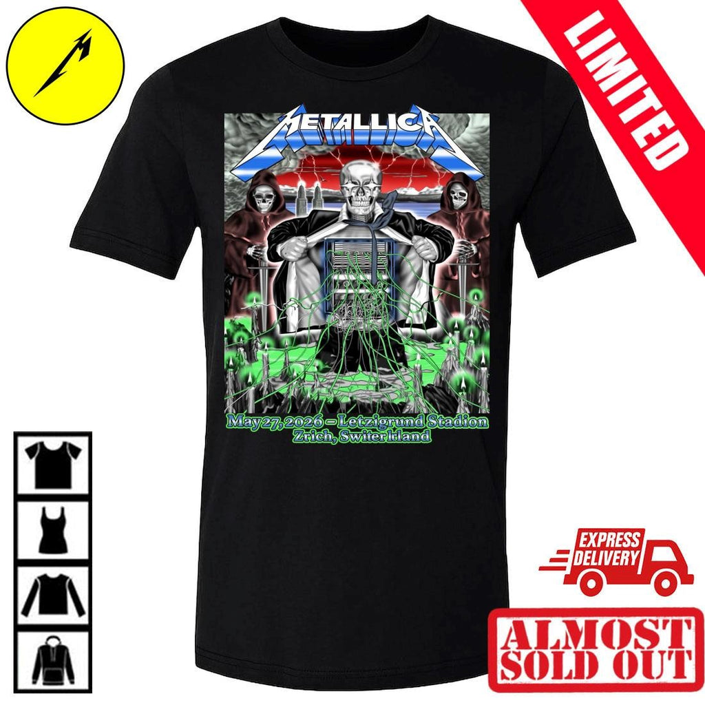 Zürich Switzerland Metallica M72 Pop-Up Shop May 27 2026 Art by Luca Schenardi Shirt