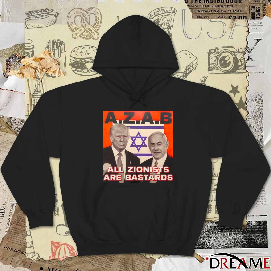 Α.Ζ.Α.Β All Zionists Are Bastards Donald Trump and Benjamin Netanyahu t-shirt