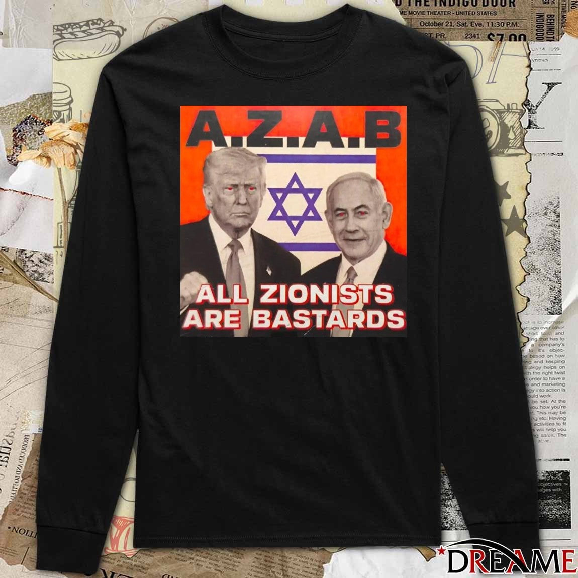 Α.Ζ.Α.Β All Zionists Are Bastards Donald Trump and Benjamin Netanyahu t-shirt