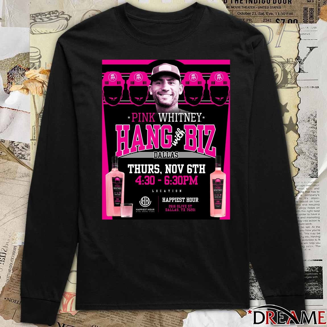 Offiicial Hang with Biz Pink Whitney Dallas TX Thursday November 6 2025 Happiest Hour Poster t-shirt