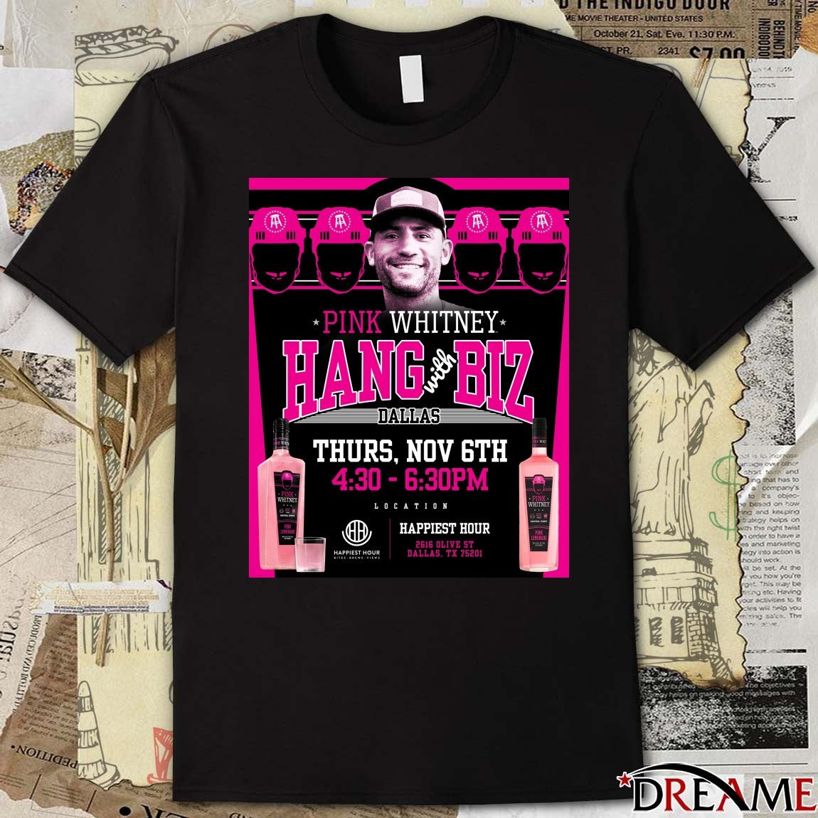 Offiicial Hang with Biz Pink Whitney Dallas TX Thursday November 6 2025 Happiest Hour Poster t-shirt
