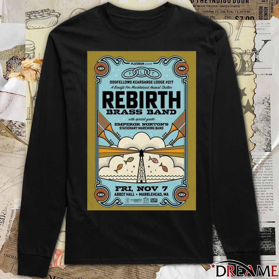 Offiicial Poster Rebirth Brass Band Abbot Hall in Marblehead MA November 7 2025 t-shirt