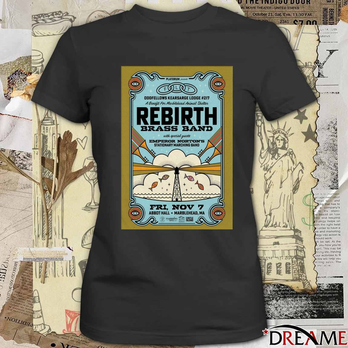 Offiicial Poster Rebirth Brass Band Abbot Hall in Marblehead MA November 7 2025 t-shirt