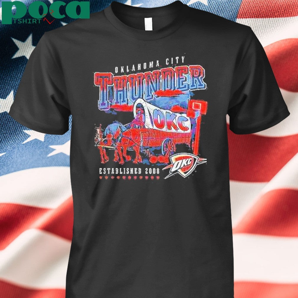 Oklahoma City Thunder Covered Wagon Western Basketball Style Shirt