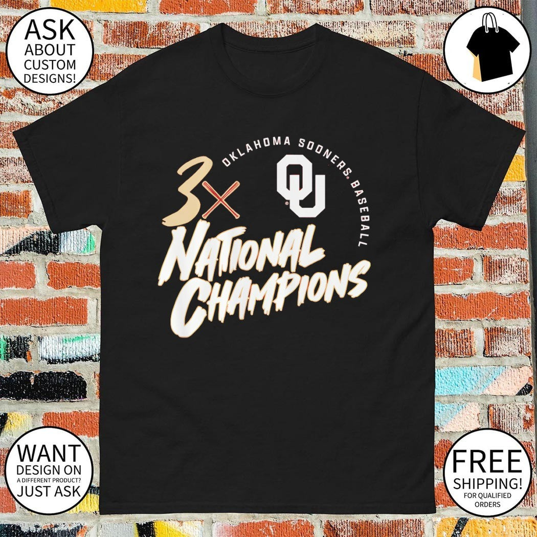 Oklahoma Sooners Baseball 2026 NCAA Division I 3 Time National Champions shirt