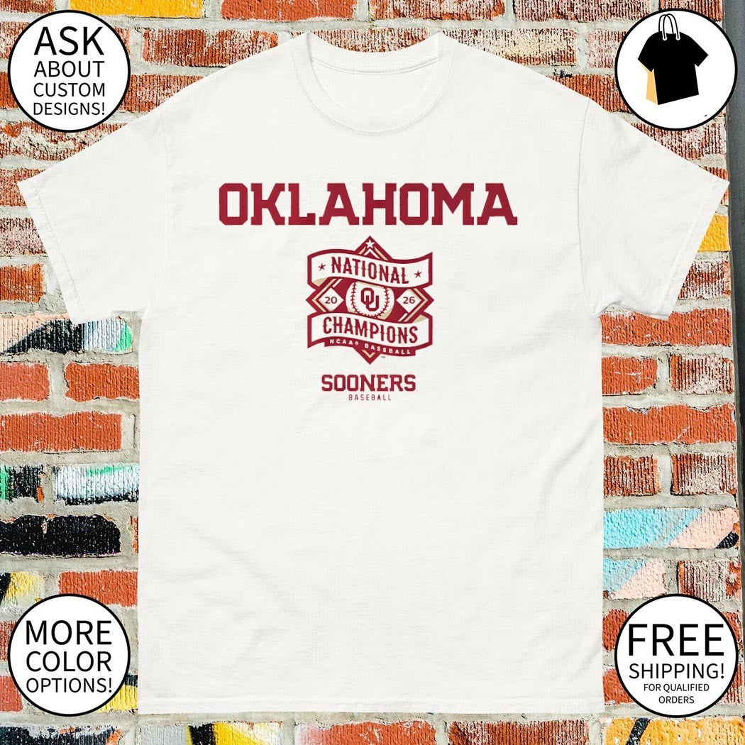 Oklahoma Sooners Baseball NCAA Division I National Champions 2026 Text Logo Stack shirt