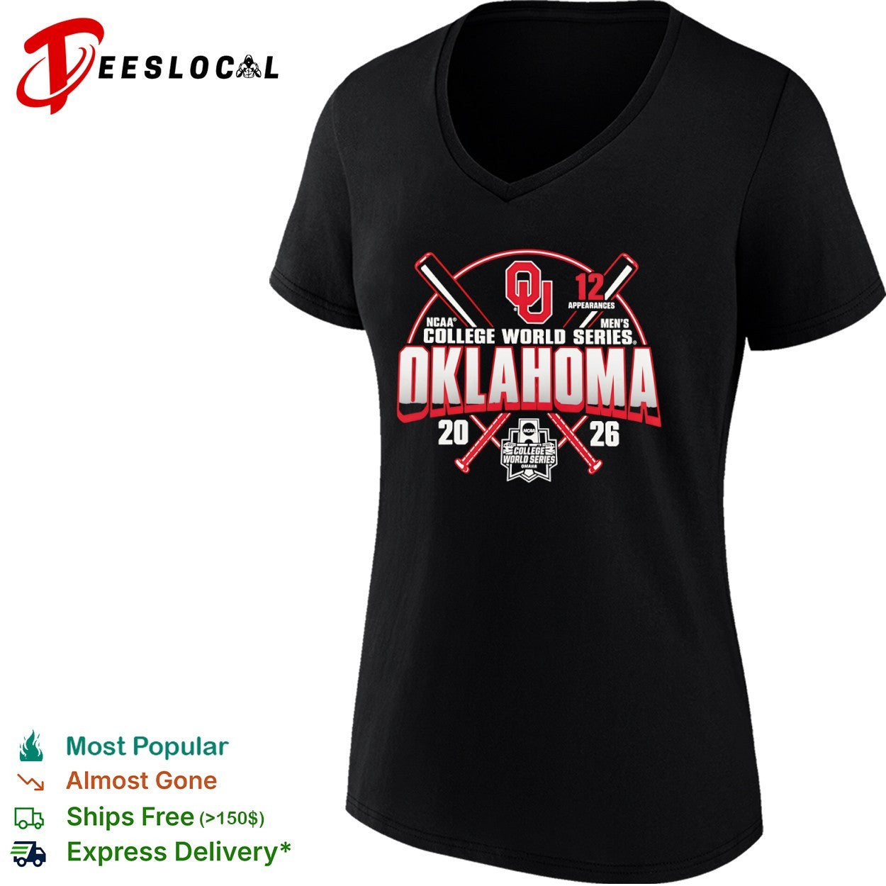 Oklahoma Sooners NCAA men college world series 2026 baseball shirt