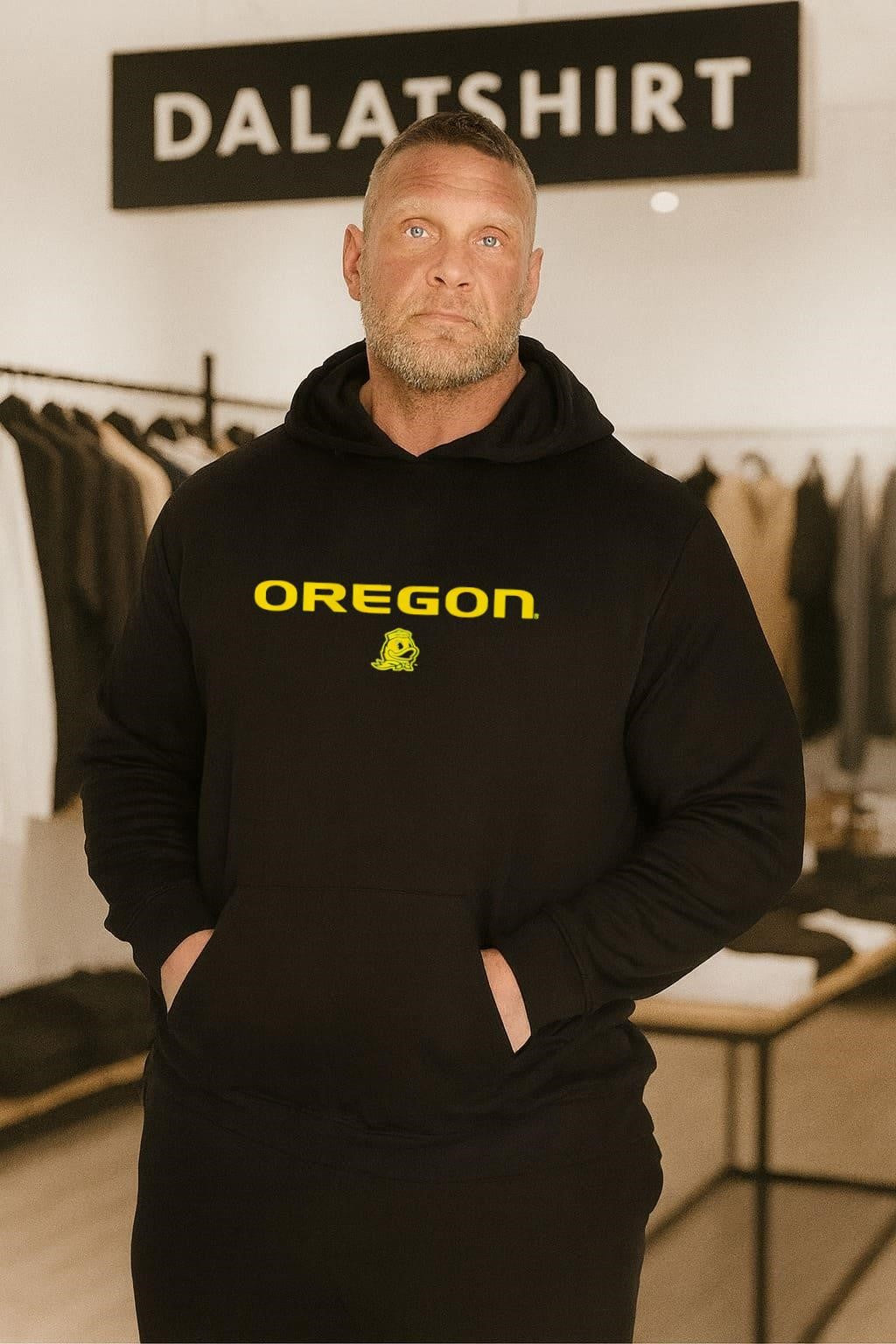 Oregon Yellow Text with Duck Mascot shirt