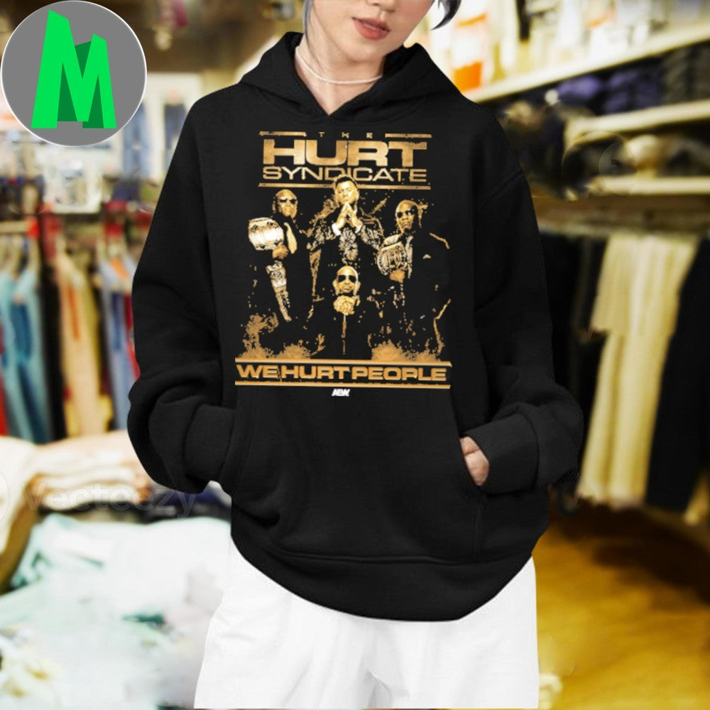 Original AEW The Hurt Syndicate We Hurt People Group Portrait T-Shirt