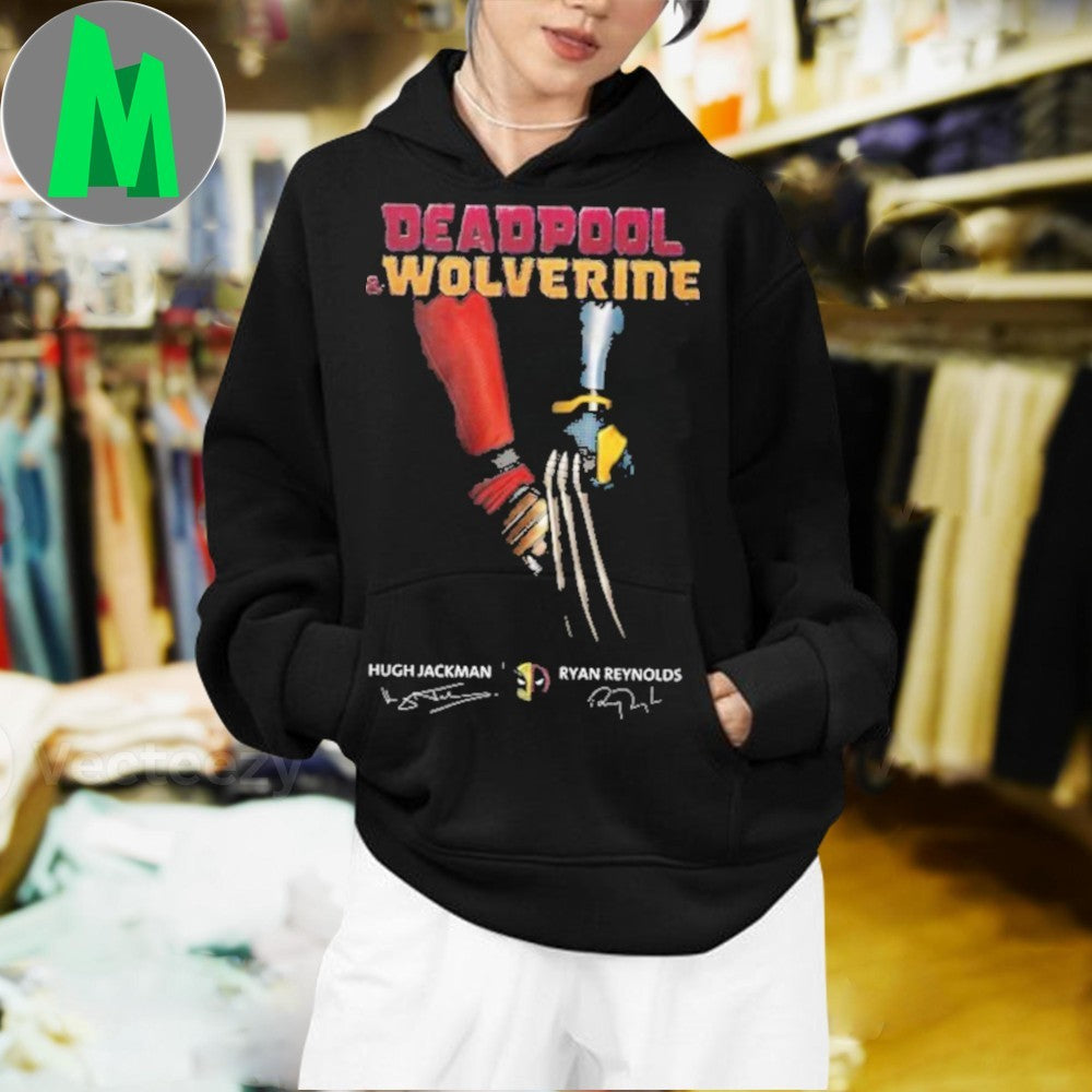 Original Deadpool & Wolverine Signature Hugh Jackman x Ryan Reynolds Unisex T-Shir