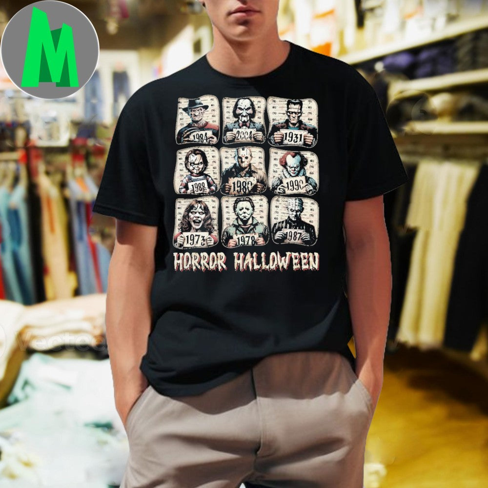 Original Horror Movie Icons Halloween Mugshot Shirt