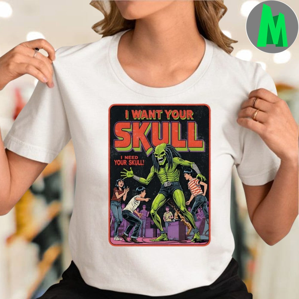 Original I Want Your Skull Retro Punk Rock Horror Art Shirt