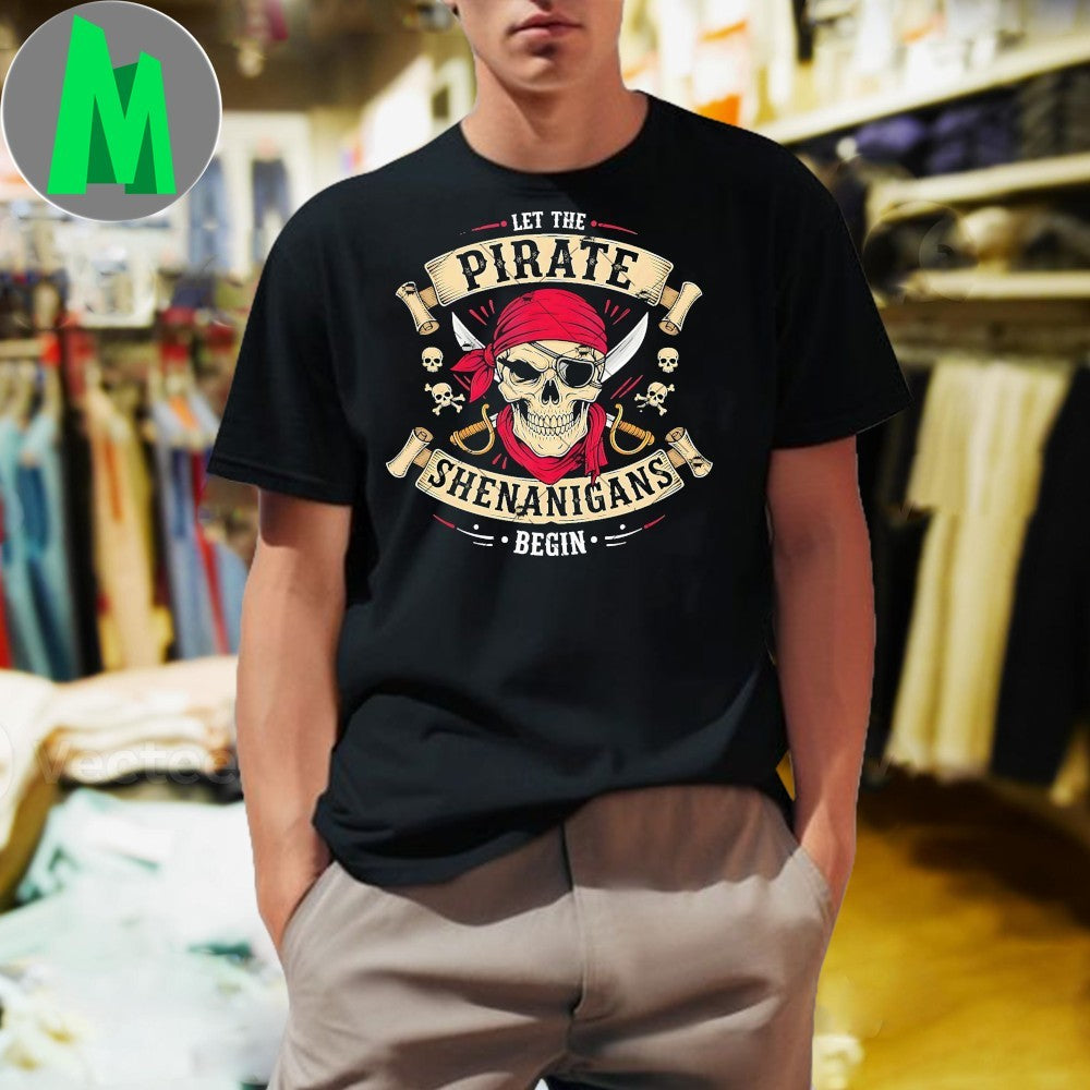 Original Let The Pirate Shenanigans Begin Halloween Skull Bandana Shirt