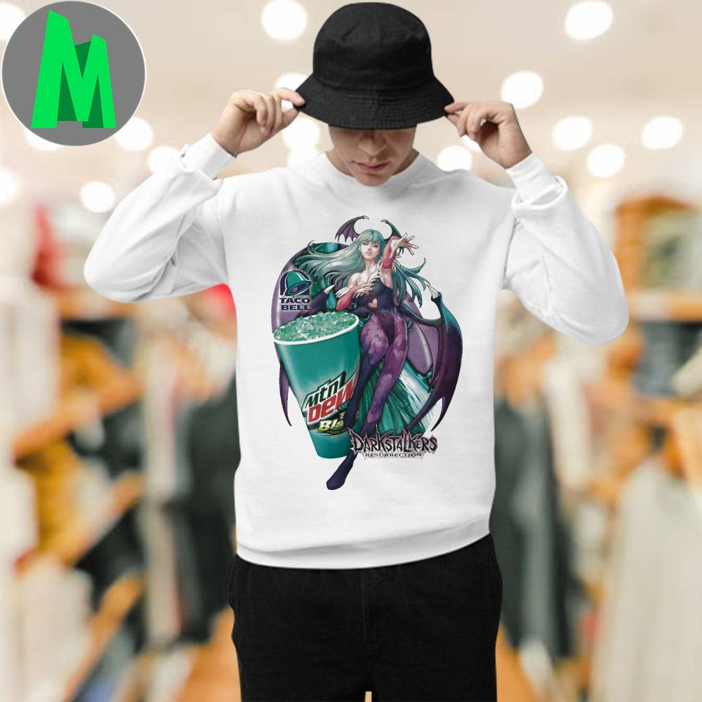Original Morrigan Aensland Darkstalkers Resurrection x Baja Blast Taco Bell Gaming Anime Shirt